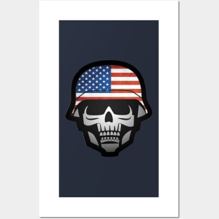 Military American Skull Posters and Art